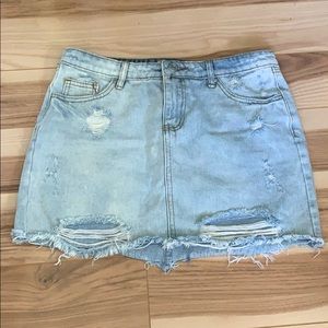 distressed denim skirt